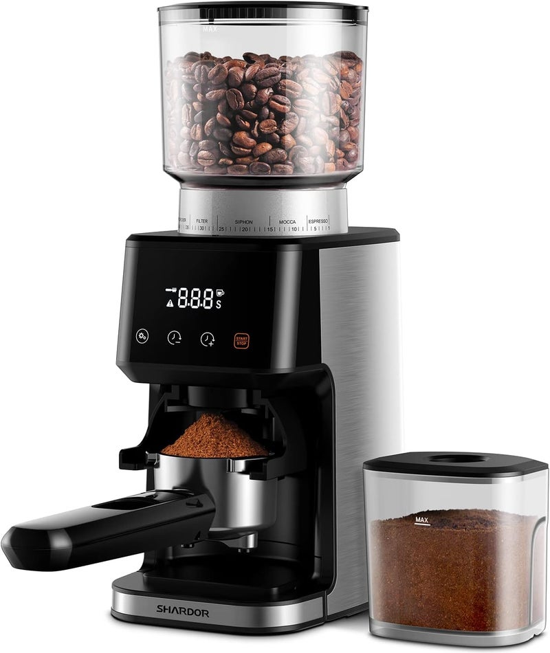 SHARDOR Conical Burr Espresso Coffee Grinder Electric with Precision Timer 2.0, Touchscreen Adjustable Burr Mill with 51 Precise Settings for Home Use, Anti-static, Stainless Steel - Image 1